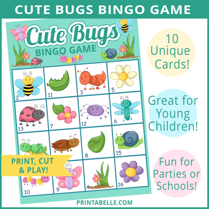 Cute Bugs Bingo Game Printable