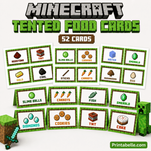 Minecraft TENTED Food Label Cards Party Printables