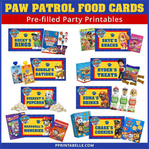 Paw Patrol Party Pre-filled Tented Food Cards