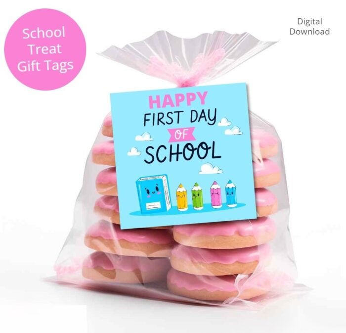 Cute Back to School First Day Cookie Tags