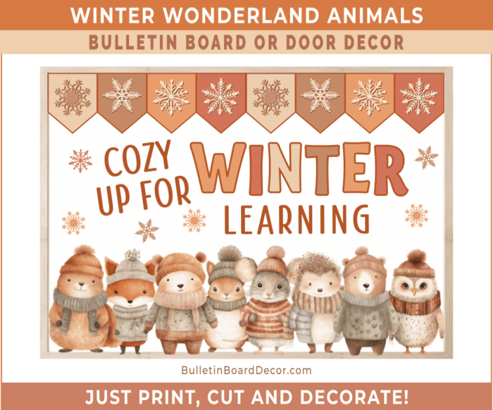 Cute Winter Animals Bulletin Board Decor Kit