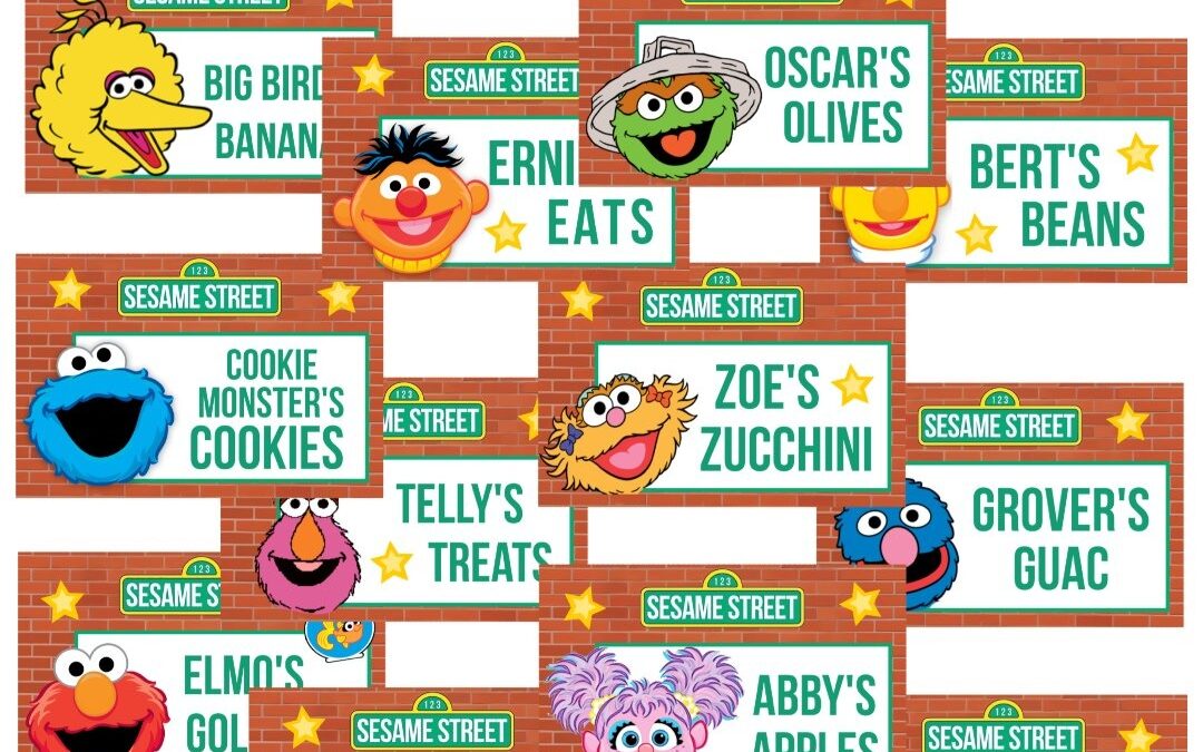 Sesame Street Tented Party Food Cards