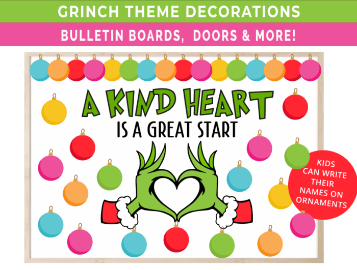 Grinch Inspired Colorful Kindness Christmas Bulletin Board Kit