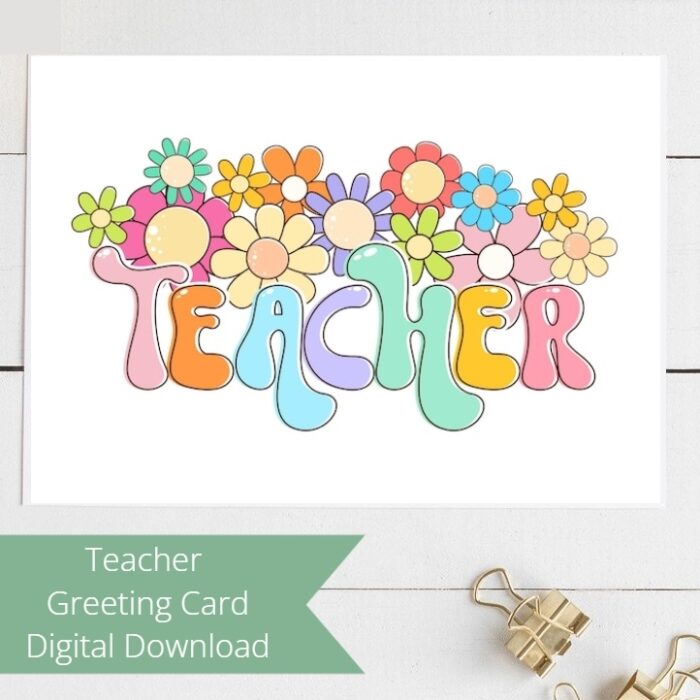 Groovy Floral Teacher Greeting Card