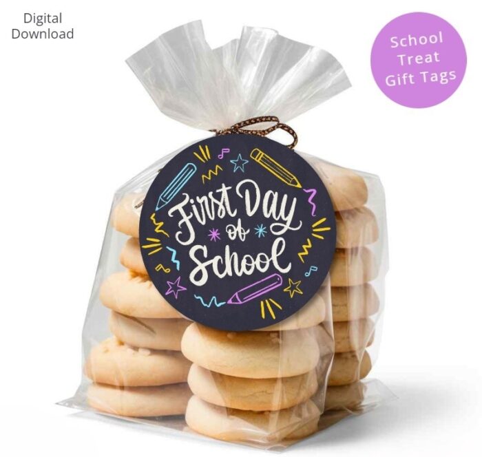 Neon First Day of School Treat Tags