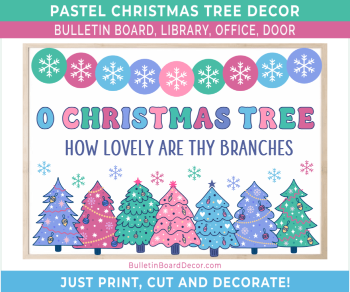 Pastel Christmas Trees Bulletin Board Decor Kit