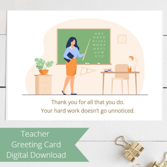 Teacher at Chalkboard Greeting Card