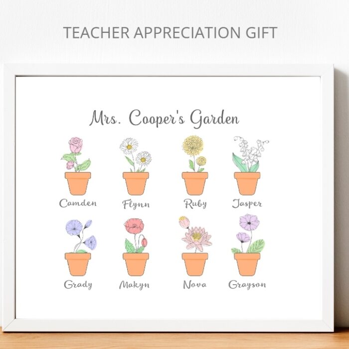 Flower Pot Students Teacher Sign