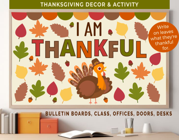 Thanksgiving Leaves Decor & Activity Bulletin Board