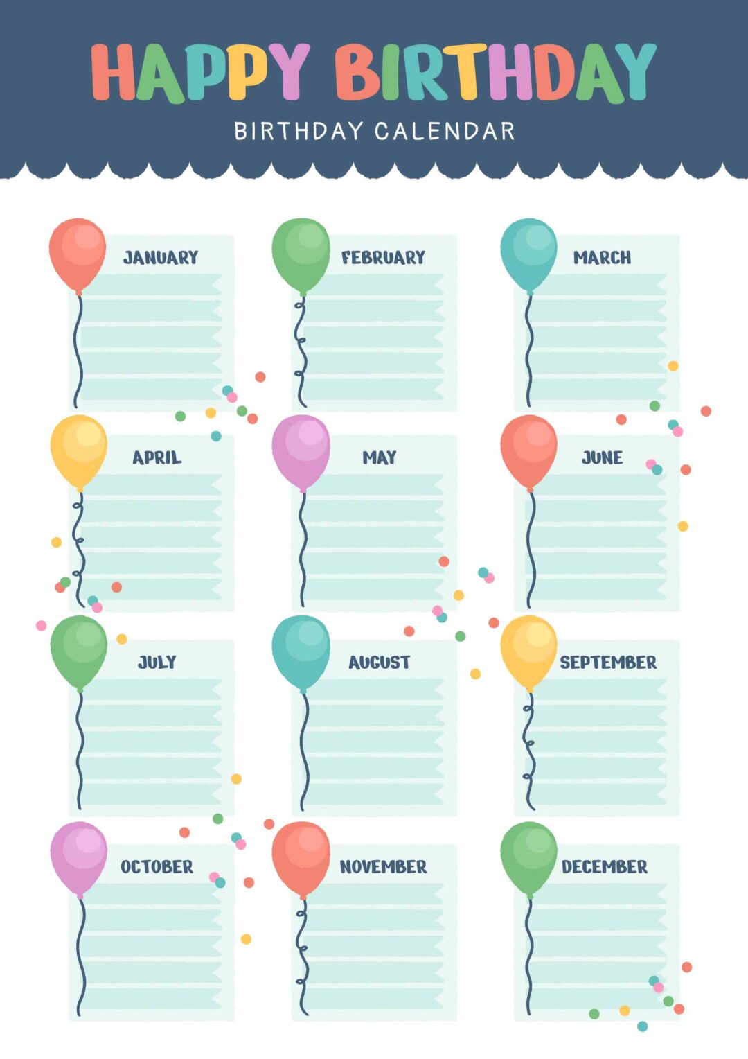 Free Fun Printable Birthday Calendar!