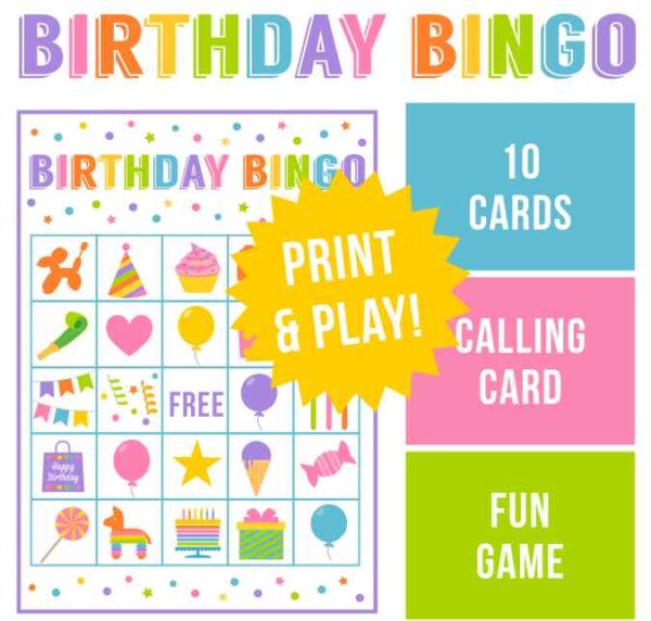 Birthday Party Bingo Game Printable