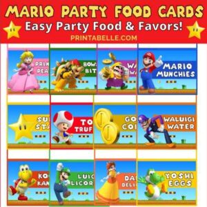 Super Mario Party Food Cards Printable
