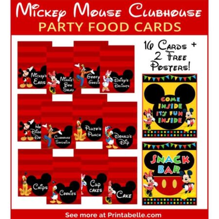 Mickey Mouse Clubhouse Party Printable Food Cards + Free Signs