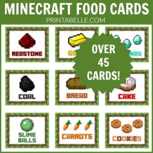 Minecraft Food Cards Party Printables