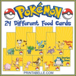 Pokemon Printable Party Food Cards + FREE Snack Bar Sign