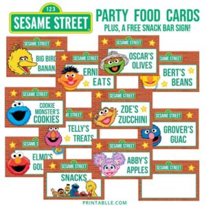 Sesame Street Pre-filled Tented Food Cards