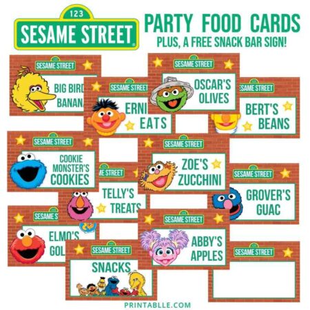Sesame Street Pre-filled Tented Food Cards