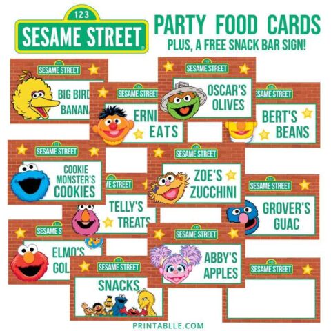 Sesame Street Pre-filled Tented Food Cards
