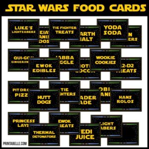 Star Wars Party Food Cards +FREE Sign & Coloring Page