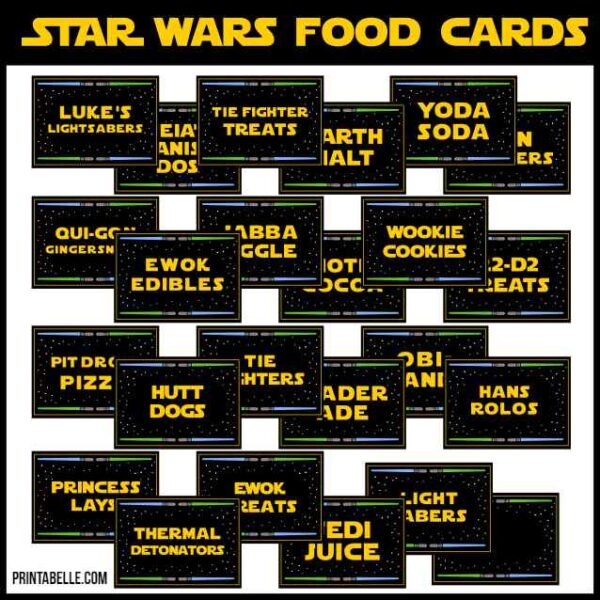 Star Wars Party Food Cards +FREE Sign & Coloring Page